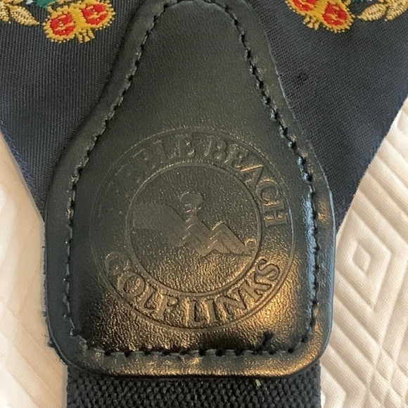 Vintage Pebble Beach Golf Suspenders Embroidered Made In England Leather - Picture 5 of 8